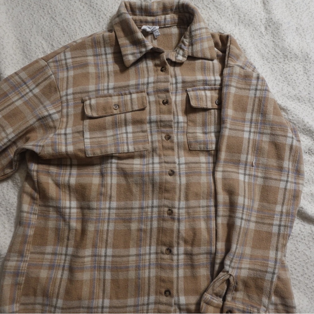 Princess Polly Plaid Button-Up Sweater - Brown and Cream